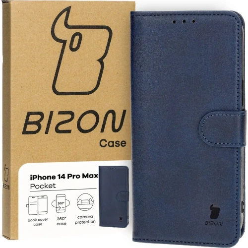 Etui z klapką Bizon Case Pocket do Apple iPhone 14 Pro Max granatowe