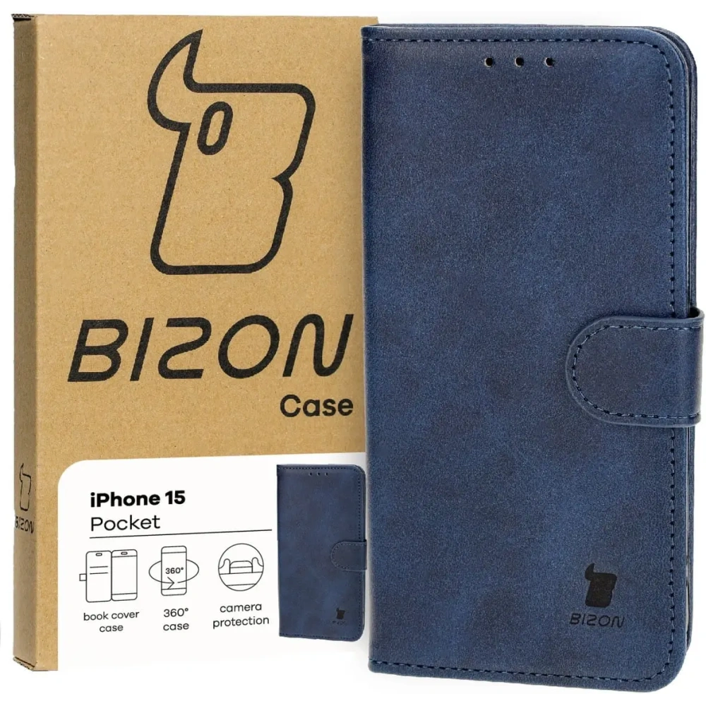 Hurtownia GSM - Etui z klapką Bizon Case Pocket do Apple iPhone 15 tmavě modré - BIZ3558 - {ean13} - Hurt