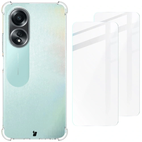 Etui + 2x szkło na ekran Bizon Case Clear Pack do Oppo A58 4G przezroczyste