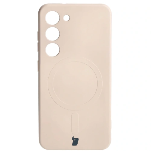 Etui silikonowe z pierścieniem magnetycznym Bizon Case Silicone Magnetic do Samsung Galaxy S23 beżowe