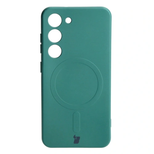 Etui silikonowe z pierścieniem magnetycznym Bizon Case Silicone Magnetic do Samsung Galaxy S23 ciemnozielone