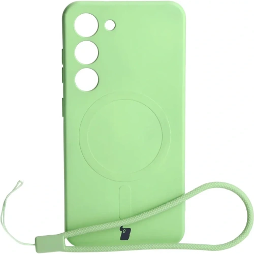 Etui silikonowe z pierścieniem magnetycznym Bizon Case Silicone Magnetic do Samsung Galaxy S23 jasnozielone
