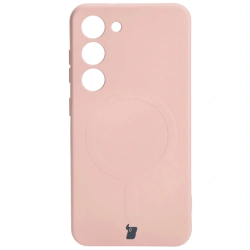 Etui silikonowe z pierścieniem magnetycznym Bizon Case Silicone Magnetic do Samsung Galaxy S23 jasnoróżowe