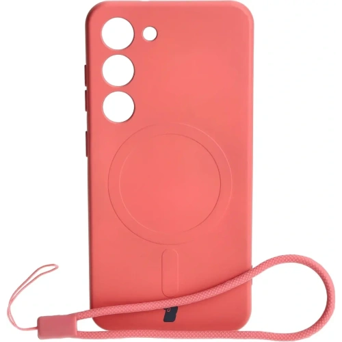 Etui silikonowe z pierścieniem magnetycznym Bizon Case Silicone Magnetic do Samsung Galaxy S23 brudnoróżowe