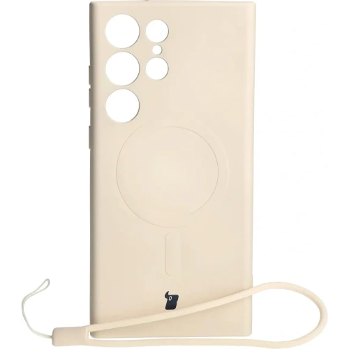 Etui silikonowe z pierścieniem magnetycznym Bizon Case Silicone Magnetic do Samsung Galaxy S23 Ultra beżowe