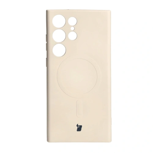 Etui silikonowe z pierścieniem magnetycznym Bizon Case Silicone Magnetic do Samsung Galaxy S23 Ultra beżowe