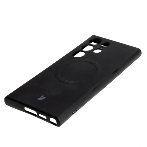 Etui silikonowe z pierścieniem magnetycznym Bizon Case Silicone Magnetic do Samsung Galaxy S23 Ultra czarne