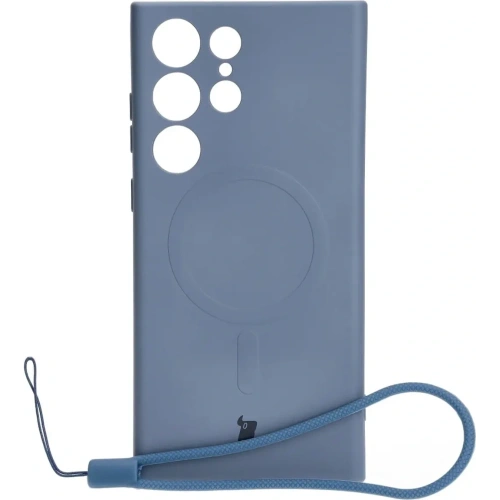 Etui silikonowe z pierścieniem magnetycznym Bizon Case Silicone Magnetic do Samsung Galaxy S23 Ultra szare