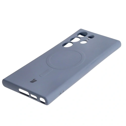 Etui silikonowe z pierścieniem magnetycznym Bizon Case Silicone Magnetic do Samsung Galaxy S23 Ultra szare