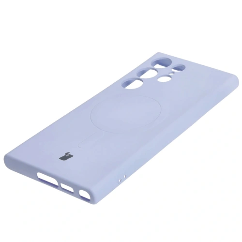 Etui silikonowe z pierścieniem magnetycznym Bizon Case Silicone Magnetic do Samsung Galaxy S23 Ultra jasnofioletowe