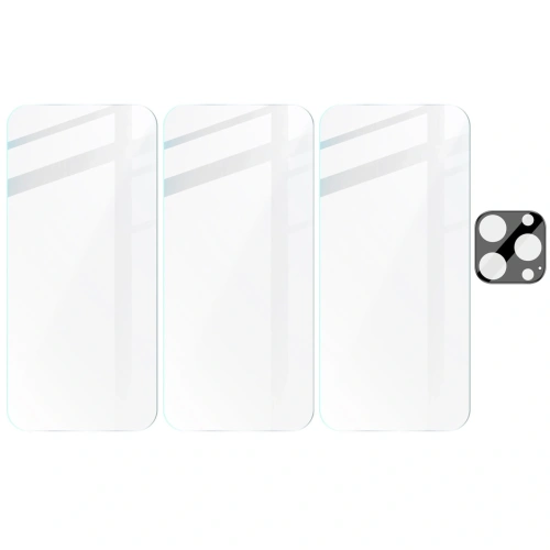 3x Szkło na ekran + szkło na aparat BIZON Clear do Apple iPhone 15 Pro
