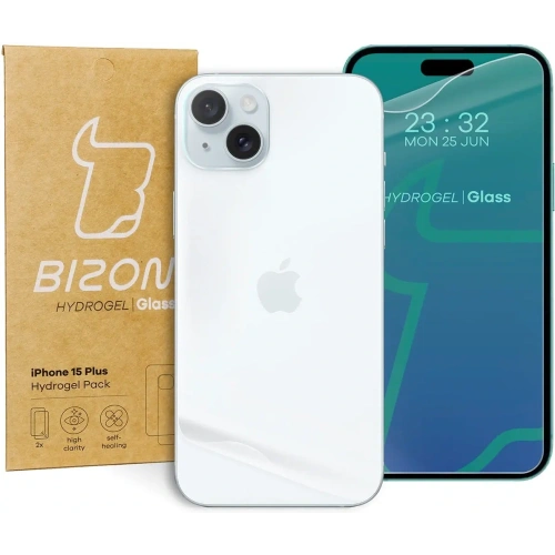 Folia hydrożelowa na tył i przód Bizon Glass Hydrogel Pack do Apple iPhone 15 Plus