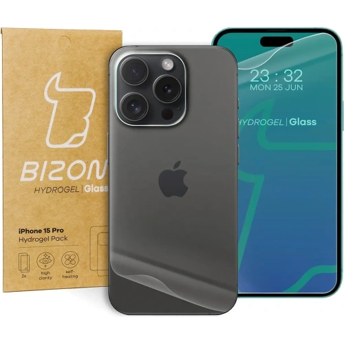 Folia hydrożelowa na tył i przód Bizon Glass Hydrogel Pack do Apple iPhone 15 Pro
