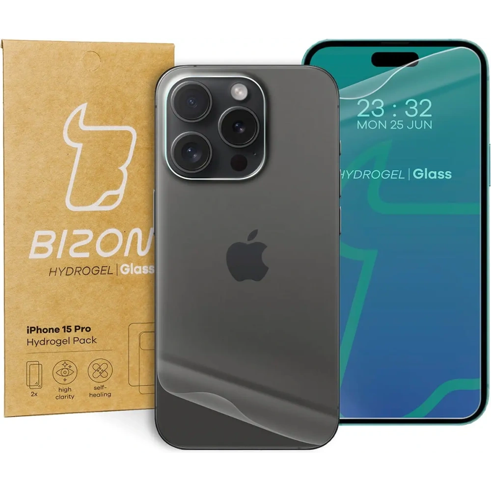 Hurtownia GSM - Folia hydrożelowa na tył i przód Bizon Glass Hydrogel Pack do Apple iPhone 15 Pro - BIZ3597 - {ean13} - Hurt