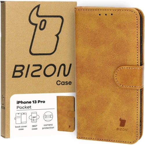 Etui z klapką Bizon Case Pocket do Apple iPhone 13 Pro brązowe
