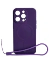 Etui silikonowe z pierścieniem magnetycznym Bizon Case Silicone Magnetic do Apple iPhone 14 Pro śliwkowe