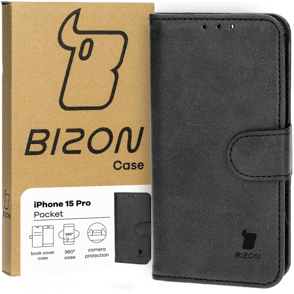 Hurtownia GSM - Bizon tok zseb Apple iPhone 15 Pro fekete - BIZ3624 - {ean13} - Hurt