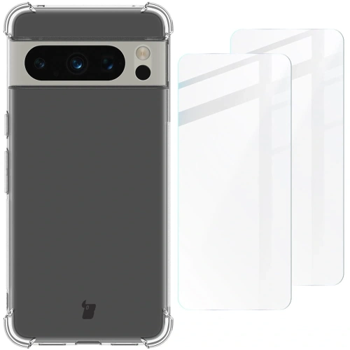 Etui + 2x szkło na ekran Bizon Case Clear Pack do Google Pixel 8 Pro przezroczyste