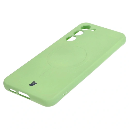 Etui silikonowe z pierścieniem magnetycznym Bizon Case Silicone Magnetic do Samsung Galaxy S23 Plus jasnozielone