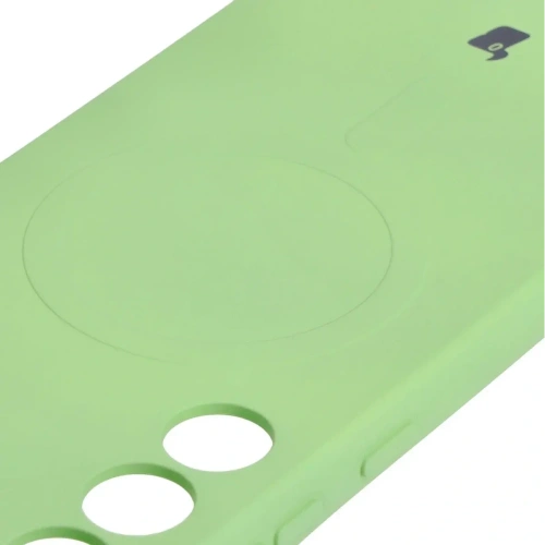 Etui silikonowe z pierścieniem magnetycznym Bizon Case Silicone Magnetic do Samsung Galaxy S23 Plus jasnozielone
