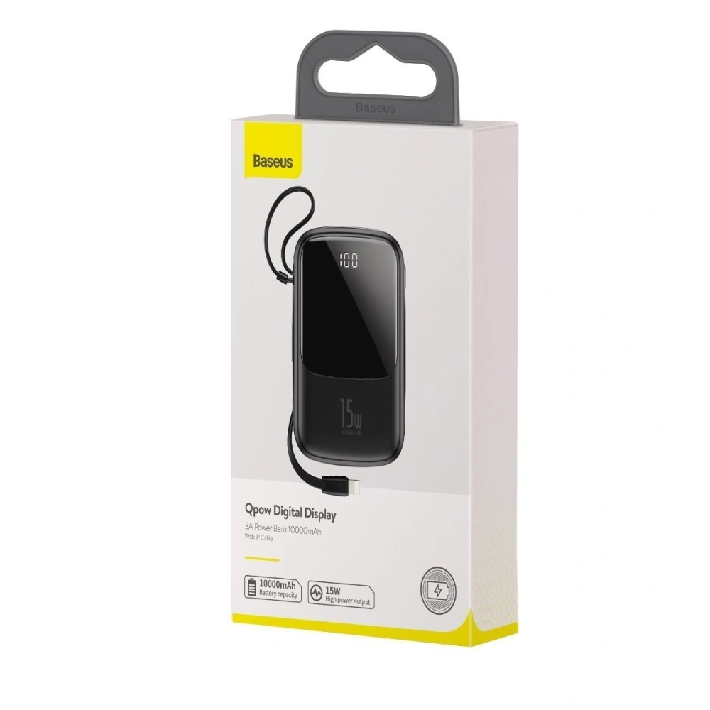 Hurtownia GSM - Powerbank Baseus Qpow z kablem USB-C, 10000mAh, 3A, 15W (czarny) - BSU1428BLK - {ean13} - Hurt