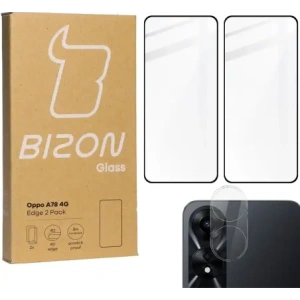 Wholesale BIZON Edge 2x screen glass + camera glass Oppo A78 4G - BIZ3650 - {ean13} - Hurt