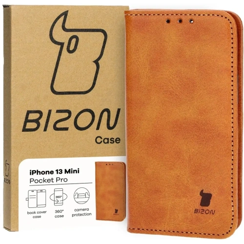 Etui z klapką Bizon Case Pocket Pro do Apple iPhone 13 Mini brązowe