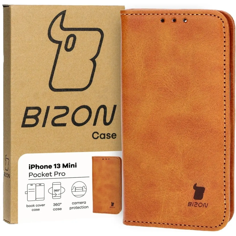 Hurtownia GSM - Etui z klapką Bizon Case Pocket Pro do Apple iPhone 13 Mini hnědé - BIZ3652 - {ean13} - Hurt