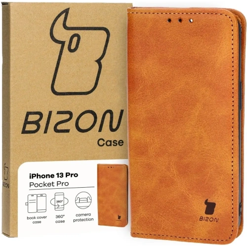 Etui z klapką Bizon Case Pocket Pro do Apple iPhone 13 Pro brązowe