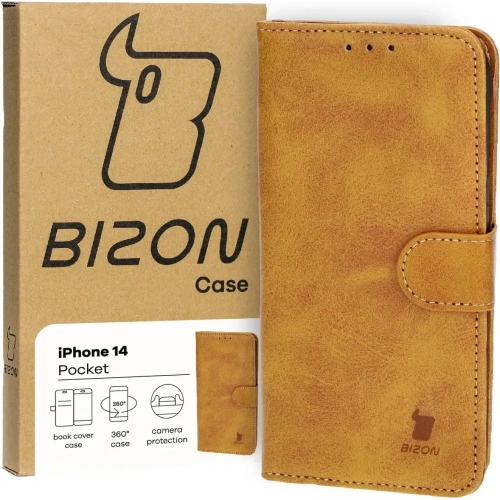 Etui z klapką Bizon Case Pocket do Apple iPhone 14 brązowe