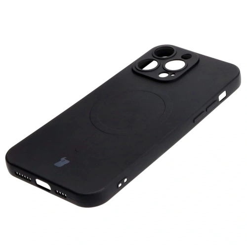 Etui silikonowe z pierścieniem magnetycznym Bizon Case Silicone Magnetic do Apple iPhone 14 Pro Max czarne