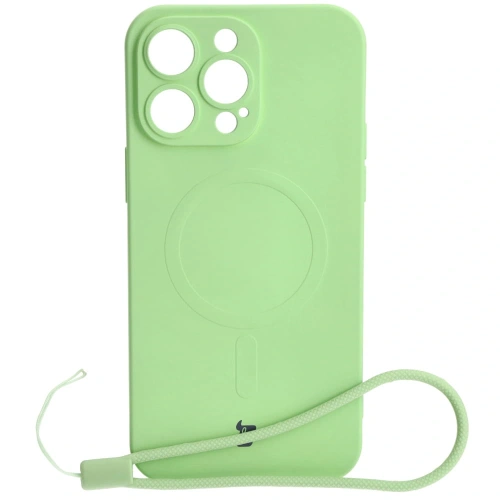 Etui silikonowe z pierścieniem magnetycznym Bizon Case Silicone Magnetic do Apple iPhone 14 Pro Max jasnozielone