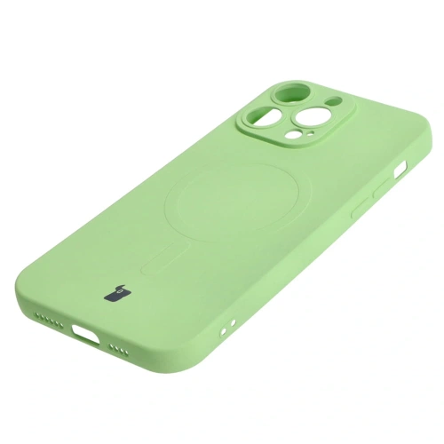 Etui silikonowe z pierścieniem magnetycznym Bizon Case Silicone Magnetic do Apple iPhone 14 Pro Max jasnozielone