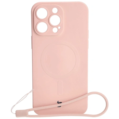 Etui silikonowe z pierścieniem magnetycznym Bizon Case Silicone Magnetic do Apple iPhone 14 Pro Max jasnoróżowe
