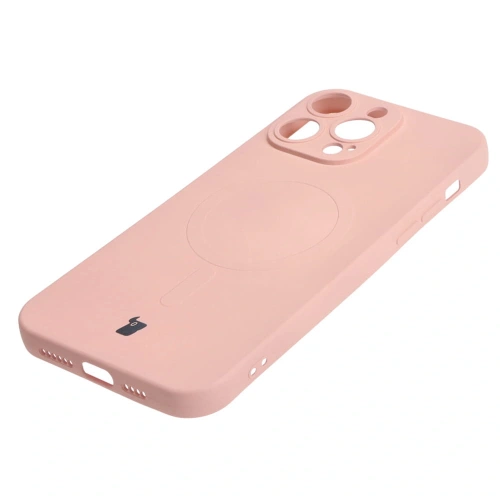 Etui silikonowe z pierścieniem magnetycznym Bizon Case Silicone Magnetic do Apple iPhone 14 Pro Max jasnoróżowe