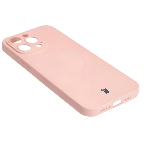 Etui silikonowe z pierścieniem magnetycznym Bizon Case Silicone Magnetic do Apple iPhone 14 Pro Max jasnoróżowe