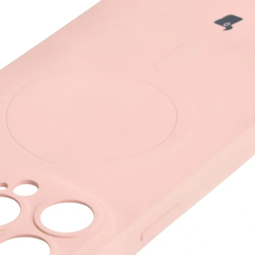 Etui silikonowe z pierścieniem magnetycznym Bizon Case Silicone Magnetic do Apple iPhone 14 Pro Max jasnoróżowe
