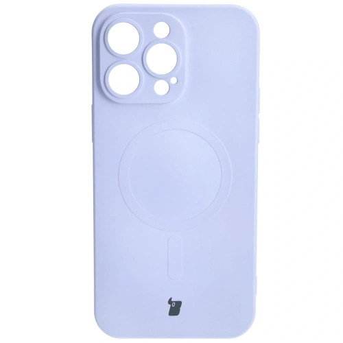 Etui silikonowe z pierścieniem magnetycznym Bizon Case Silicone Magnetic do Apple iPhone 14 Pro Max jasnofioletowe