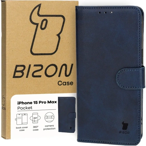 Etui z klapką Bizon Case Pocket do Apple iPhone 15 Pro Max granatowe
