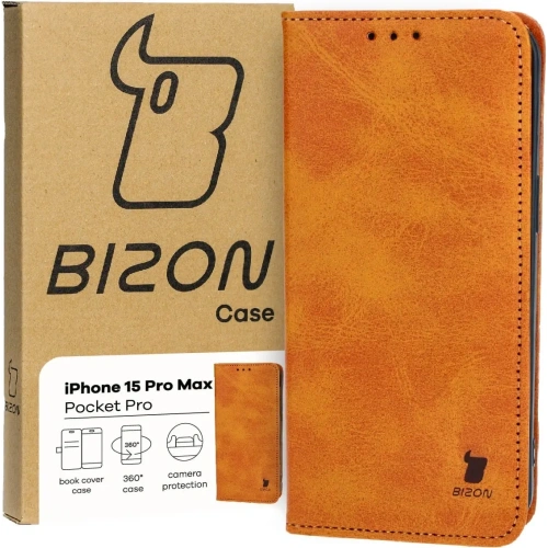 Etui z klapką Bizon Case Pocket Pro do Apple iPhone 15 Pro Max brązowe