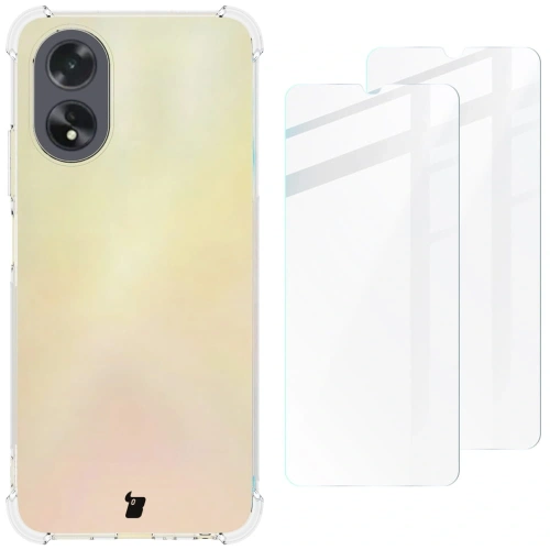 Etui + 2x szkło na ekran Bizon Case Clear Pack do Oppo A38 4G przezroczyste