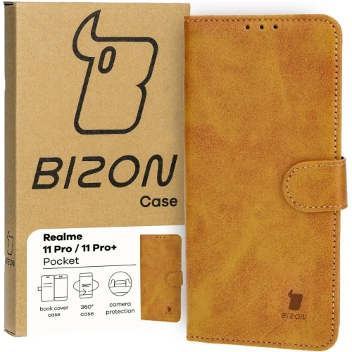 Etui z klapką Bizon Case Pocket do Realme 11 Pro / 11 Pro+ brązowe