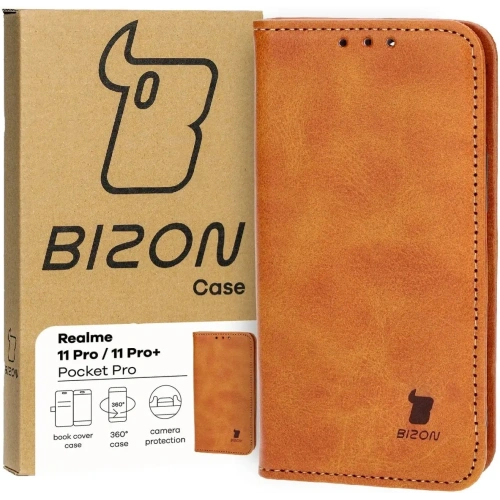 Etui z klapką Bizon Case Pocket Pro do Realme 11 Pro / 11 Pro+ brązowe