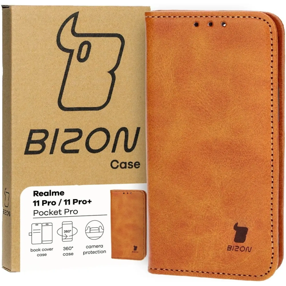 Hurtownia GSM - Etui z klapką Bizon Case Pocket Pro do Realme 11 Pro / 11 Pro+ brązowe - BIZ3682 - {ean13} - Hurt
