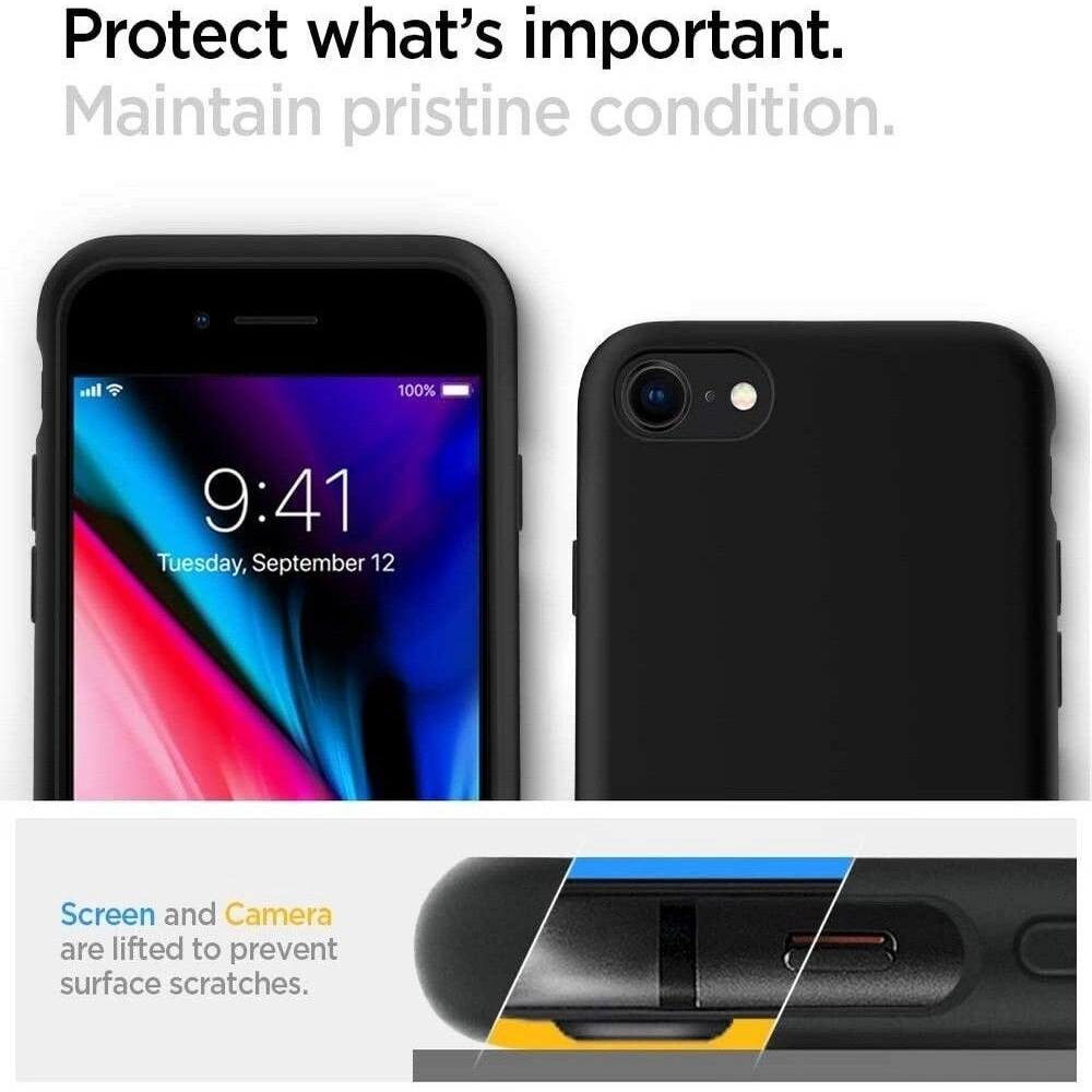 Hurtownia GSM - Etui Spigen Liquid Crystal Apple iPhone SE 2022/SE 2020/8/7 Matte Black - SPN1057BLK - {ean13} - Hurt