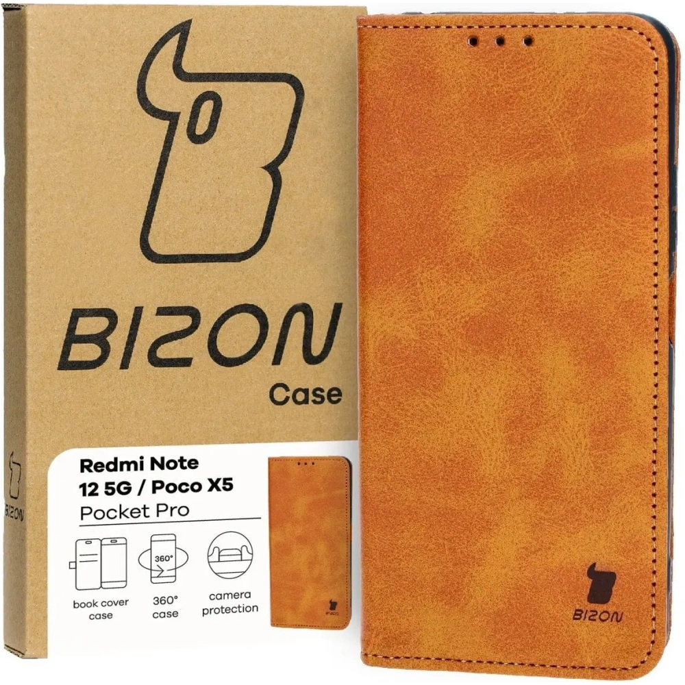 Hurtownia GSM - Etui s klopou Bizon Case Pocket Pro pro Xiaomi Redmi Note 12 5G / Xiaomi Poco X5 hnědé - BIZ3709 - {ean13} - Hurt