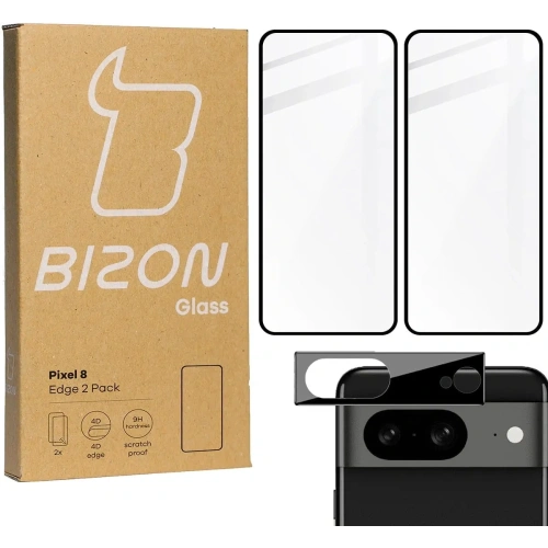 2x Szkło na ekran + szkło na aparat BIZON Edge do Pixel 8