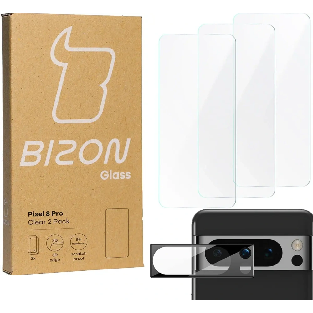 Wholesale BIZON Clear 3x screen glass + camera glass Pixel 8 Pro - BIZ3711 - {ean13} - Hurt