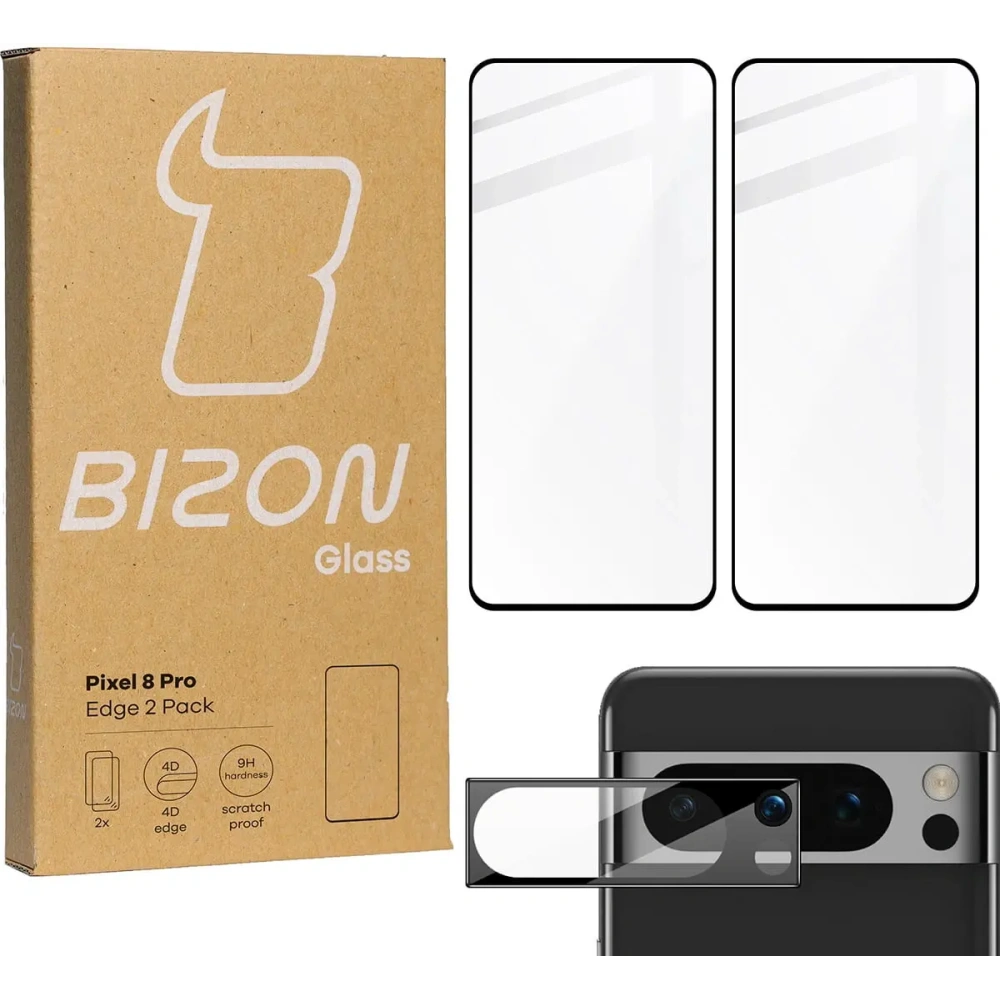 Wholesale BIZON Edge 2x screen glass + camera glass Pixel 8 Pro - BIZ3712 - {ean13} - Hurt