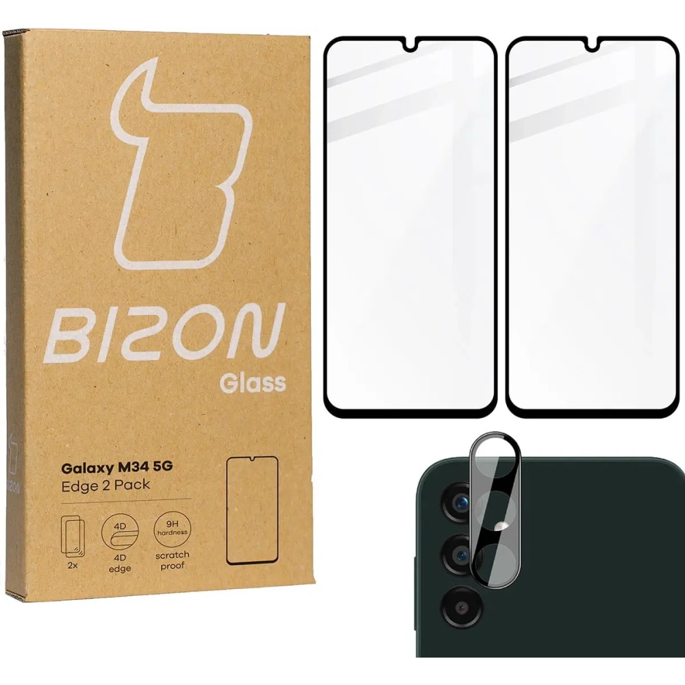 Hurtownia GSM - BIZON Edge 2x sticlă de ecran + sticlă de cameră Samsung Galaxy M34 5G - BIZ3714 - {ean13} - Hurt